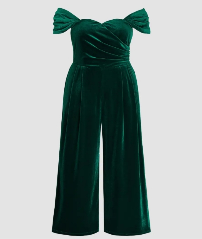 Cider Green Velvet Jumpsuit NWT